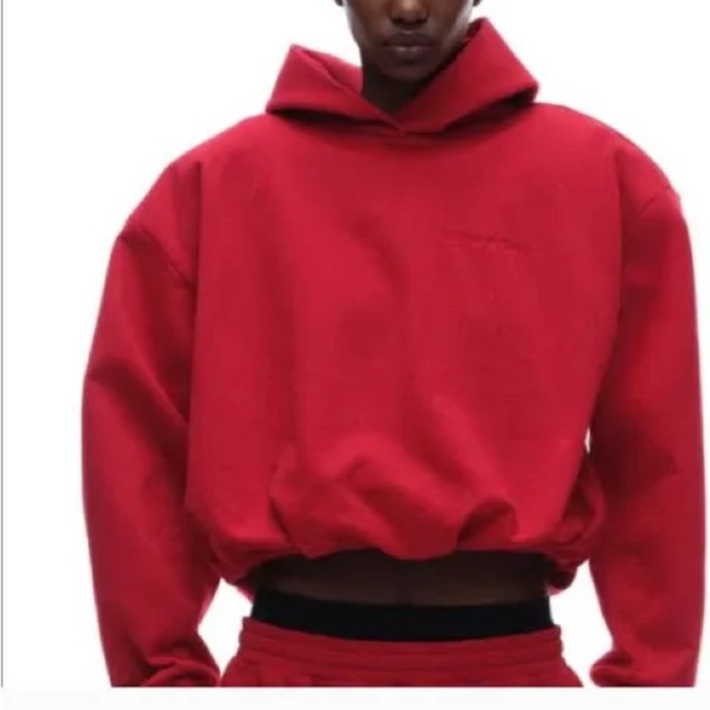 MAGDA BUTRYM H&M red hoodie with shoulder pads